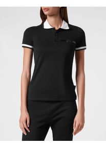 Plein Sport Damen Poloshirt "Basic", schwarz, Gr. S, Obermaterial: 100% Baumwolle, Shirts
