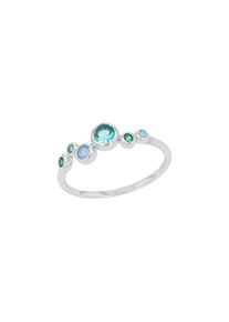 s.Oliver Damen Fingerring "2039706/-07/-08/-09", 58, Silber 925 (Sterlingsilber)silberfarben, blau, grün, türkis, blau, grün, türkis, Silber 925