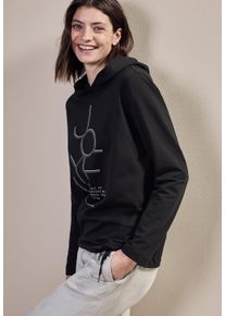 Cecil Damen Langarmshirt, schwarz, casual, Gr. XS, bedruckt, Jersey, Obermaterial: 83% Baumwolle, 13% Modal, 4% Elasthan, Shirts, mit Frontprint