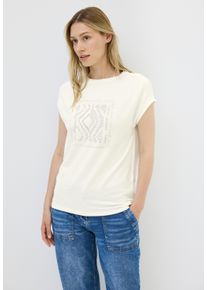 Cecil Damen T-Shirt, weiß, casual, Gr. XL, bedruckt, Web, 48% Baumwolle, 48% Modal, 4% Elasthan, Shirts, aus Baumwolle mit Stretchante