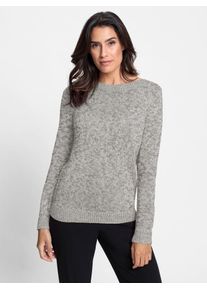 Inspirationen Damen Strickpullover "Pullover", grau, Gr. 40, gemustert, mehrfarbig, meliert, 44% Polyacryl, 42% Baumwolle, 14% Polyester, Pullover