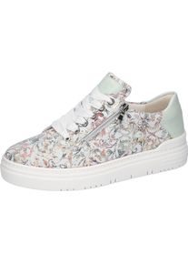 Waldläufer WALDLÄUFER Damen Plateausneaker "H-TAMIRA", Gr. 4,5sanftes weiß, mint multi, Nubukleder, Nappaleder, geblümt, metallic, casual, Schuhe, Schnürschuh,