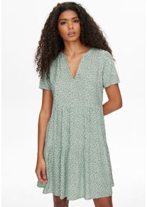 Only Damen Sommerkleid "ONLZALLY LIFE S/S THEA DRESS NOOS PTM", grün, feminin, Gr. XS, bedruckt, Jersey, Obermaterial: 100% Viskose, Kleider, mit