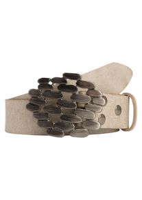 Damen Ledergürtel, grau, casual,modisch, Gr. 110, RETTUNGSRING BY SHOWROOM 019, unifarben, Leder, Gürtel, mit austauschbarer Schließe »Steine«