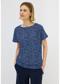 Cecil Damen Print-Shirturban navy blau, casual, Gr. XXXL, bedruckt, Web, 50% Baumwolle, 50% Modal, Shirts, aus Baumwolle mit Stretchante