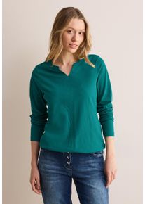 Cecil Damen Langarmshirt, blau, casual, Gr. XL, unifarben, Web, 100% Baumwolle, Shirts, aus reiner Baumwolle