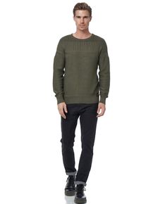 Rusty Neal Herren Strickpullover, grün, casual, Gr. L, unifarben, 100% Baumwolle, Pullover, mit aufwendigem Strickmuster
