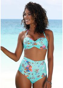 Sunseeker Damen Highwaist-Bikini-Hose "Jam", bunt, Gr. 34, bedruckt, floral, Microfaser, Badehosen, höher geschnittene Form