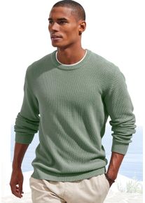 John Devin Herren Strickpullover, grün, casual, Gr. S, unifarben, Strick, Obermaterial: 50% Baumwolle, 50% Polyacryl, Pullover, Pullover in modischer