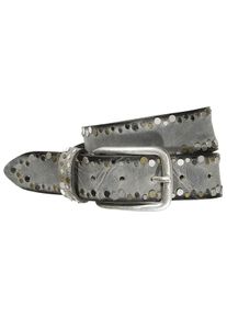 Silbergift Damen Nietengürtel, grau, modisch,klassisch, Gr. 80, unifarben, Rindsleder, Gürtel, mit Multitcolour-Nieten