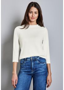 Street One Damen Langarmshirt, weiß, casual, Gr. 40, unifarben, Stoff, 62% Polyester, 32% Viskose, 6% Elasthan, Shirts, mit 3/4 Ärmeln