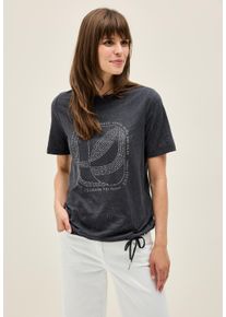 Cecil Damen T-Shirtvolcanic grau, casual, Gr. S, unifarben, Web, Stoff, 50% Baumwolle, 50% Polyester, Shirts, im soften Baumwoll-Mix