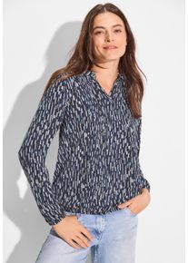 Cecil Damen Langarmbluse, blau, casual, Gr. XS, bedruckt, Stoff, 100% Viskose, Blusen, mit Gummizug im Bund