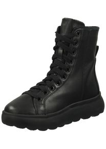 Geox Damen Schnürstiefelette "Geox Stiefelette Leder", Gr. 38, schwarz, Leder, casual, Schuhe