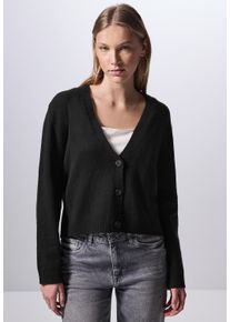 Damen Cardigan, schwarz, casual, Gr. 46, STREET ONE STUDIO, unifarben, Web, 37% Baumwolle, 34% Polyacryl, 26% Polyester, 3% Elasthan, Strickjacken,