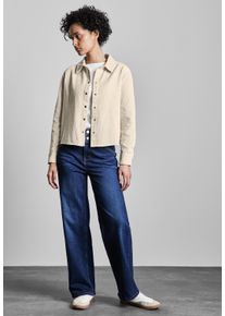 Street One Damen Langarmbluse, beige, casual, Gr. 46, unifarben, Web, 100% Baumwolle, Blusen, aus reiner Baumwolle