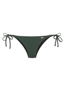 Damen Bikini-Hose "Nela", grün, Gr. 38, Copenhagen Studios, unifarben, strukturiert, Rippware, Recycling-Polyamid, Badehosen, mit seitlichen Bändern