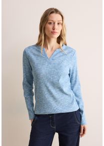 Cecil Damen Langarmshirt, blau, casual, Gr. XL, unifarben, Web, 95% Baumwolle, 5% Elasthan, Shirts, in Melange Optik