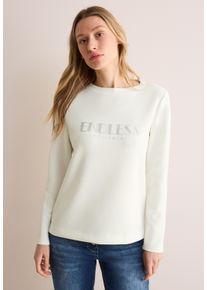 Cecil Damen Langarmshirt, weiß, casual, Gr. XXL, unifarben, Stoff, 49% Polyester, 44% Modal, 7% Elasthan, Shirts, mit U-Boot-Ausschnitt