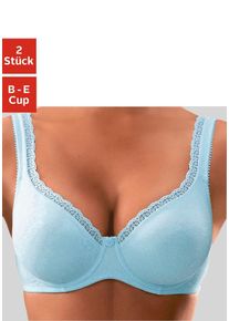 Petite Fleur Damen T-Shirt-BH, Gr. 80, blau, Jersey, Obermaterial: 85% Baumwolle, 10% Polyamid, 5% Elasthan, klassisch, BHs, mit ungefütterten,