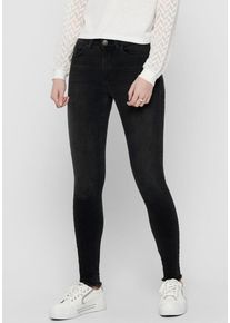 Only Damen Ankle-Jeans "ONLBLUSH MID SK ANK RW REA1099 NOOS", schwarz, feminin, Gr. XS, Abriebeffekte, Denim/Jeans, Obermaterial: 92% Baumwolle, 6%