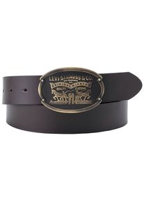Levi's LEVI'S Damen Ledergürtel "Billy Plaque Belt", braun, casual, Gr. 110, Rindsleder, Gürtel, mit markanter Koppelschließe