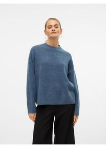 Véro Moda VERO MODA Damen Strickpullover "VMBOOM LS O-NECK PULLOVER GA NOOS", blau, modisch, Gr. L, meliert, Strick, Obermaterial: 85% Polyester, 7% Polyacryl,