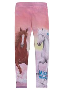 Miss Melody Mädchen Leggings, rosa, casual, Gr. 104, bedruckt, Jersey, Obermaterial: 95% Polyester, 5% Elasthan, Hosen, mit schönem Pferdemotiv