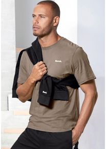 Herren T-Shirt, grau, Basic, Gr. S, BENCH. LOUNGEWEAR, unifarben, Single Jersey, Obermaterial: 100% Baumwolle, Shirts, mit kleinem Markenaufdruck vorn