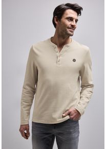 Street One MEN Herren Langarmshirt, beige, casual, Gr. XL, unifarben, Web, 100% Baumwolle, Shirts, aus reiner Baumwolle