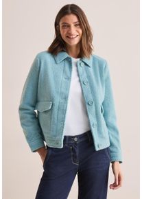 Cecil Damen Kurzjacke, blau, casual, Gr. L, unifarben, Stoff, Obermaterial: 100% Polyester; Futter: 100% Polyester, Jacken, mit Knopfleiste