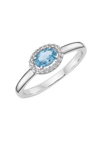 Herren Silberring "Ziersteine, Zirkonia weiß, Silber 925", 54, Silber 925 (Sterlingsilber), blau, Giorgio Martello MILANO, Silber 925