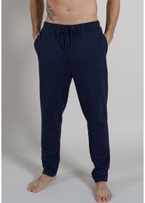 Bugatti Herren Pyjamahose, Gr. 50, blau, Sweatware, Obermaterial: 60% Baumwolle, 40% Polyester, unifarben, casual, Hosen, mit lässigem Schnitt
