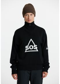 SOS Herren Strickpullover "Tignes", schwarz-weiß, casual, Gr. S, unifarben, 50% Wolle, Kunstfaser, Pullover, mit hochabschließendem Kragen