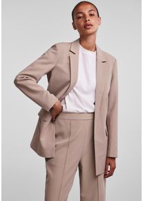 Pieces Damen Longblazer "PCBOSELLA LS LOOSE BLAZER NOOS", silber, casual, Gr. XL, unifarben, Web, Obermaterial: 88% Polyester, 12% Elasthan, Blazer,