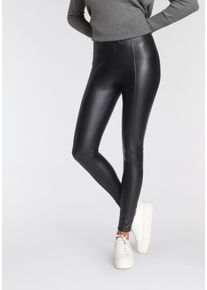 Tamaris Damen Leggings, schwarz, feminin, Gr. 36, Jersey, Obermaterial: 95% Polyester, 5% Elasthan, Hosen, in Leder-Optik