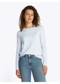 Tommy Hilfiger Damen Rundhalspullover "CO JERSEY STITCH LS C-NK SWT", blau, casual, Gr. M, unifarben, Strick, Obermaterial: 67% Baumwolle, 33%