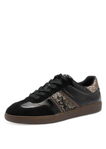Tamaris Damen Sneaker, Gr. 42, schwarz, Leder, Textil, Lederimitat, Glitzer, Reptilienprägung, sportlich, Schuhe, Freizeitschuh, Halbschuh, Schnürer