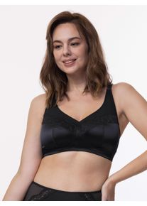 Dorina Damen Minimizer-BH "TEAGAN", Gr. 70, schwarz, Satin, Spitze, Obermaterial: 92% Polyester, 8% Lyocell, feminin, BHs, ohne Bügel, breite Träger,