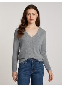 Tommy Hilfiger Damen Strickpullover "CO CARDI STITCH V-NK LS", grau, casual, Gr. XS, meliert, Strick, Obermaterial: 100% Baumwolle, Pullover, mit