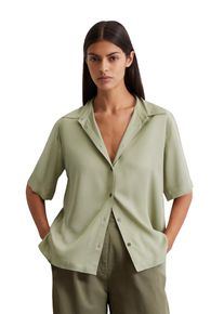 Marc O'Polo MARC O'POLO Damen Kurzarmbluse "aus Viskose-Twill"smooth sage, elegant, Gr. 34, unifarben, Obermaterial: 100% Viskose, Blusen