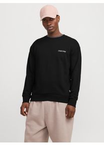 Jack & Jones JACK & JONES Herren Sweatshirt "JJEBRADLEY GRAPHIC SWEAT CREW NOOS", schwarz, modisch, Gr. L, bedruckt, angeraute Sweatware, Obermaterial: 100%