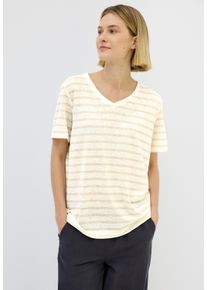 Cecil Damen T-Shirt, lila, casual, Gr. S, gestreift, Stoff, 55% Polyester, 45% Viskose, Shirts, aus elastischem Materialmix