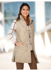 Classic Basics Damen Longweste, beige, Gr. 50, unifarben, 100% Polyester, Wattierung:100% Polyester, Westen