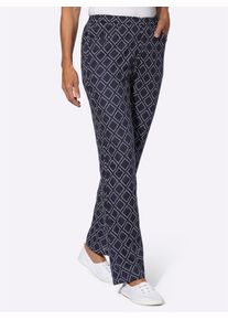 Classic Basics Damen Schlupfhose, blau, Gr. 52, gemustert, bedruckt, 100% Viskose, Hosen