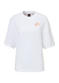 BOSS Orange Damen T-Shirt "Eboyfriend Premium Damenmode", weiß, modisch, Gr. S, unifarben, Single Jersey, Obermaterial: 100% Baumwolle, Shirts, mit