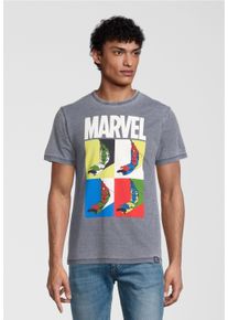 Recovered Herren T-Shirt "Marvel Spider-Man Pop Art Blue", grau, casual, Gr. XXL, 100% Baumwolle, Shirts, im zeitlosen Design