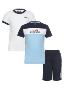 Ellesse Kinder Shirt & Hose, blau, sportlich, Gr. 92, unifarben mit Farbeinsatz, Single Jersey, Obermaterial: 100% Baumwolle. Obermaterial 2: 80%