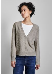 Street One Damen Cardigan, beige, casual, Gr. 44, Strukturmuster, Stoff, Web, 33% Polyester, 31% Polyacryl, 24% Baumwolle, 12% Polyamid,