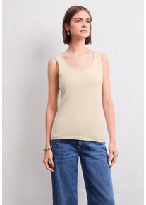 Damen Trägertopvelvet cream, casual, Gr. 42, STREET ONE STUDIO, unifarben, Web, 95% Baumwolle, 5% Elasthan, Tops, im soften Baumwoll-Mix